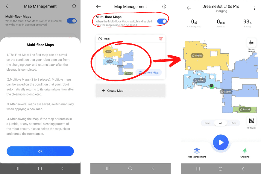 Die Wohnungskarte des Dreame l10s Pro ist in der Handy-App zu sehen.